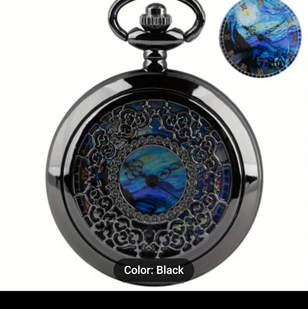 New Starry sky Roman numeral Quartz Pocket Watch Necklace Chai…